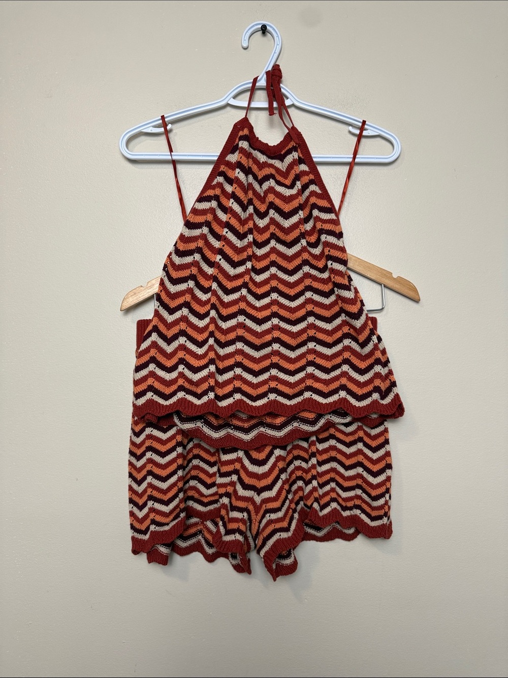 Joe Fresh Rust Chevron Halter Knit Lounge Set size XS